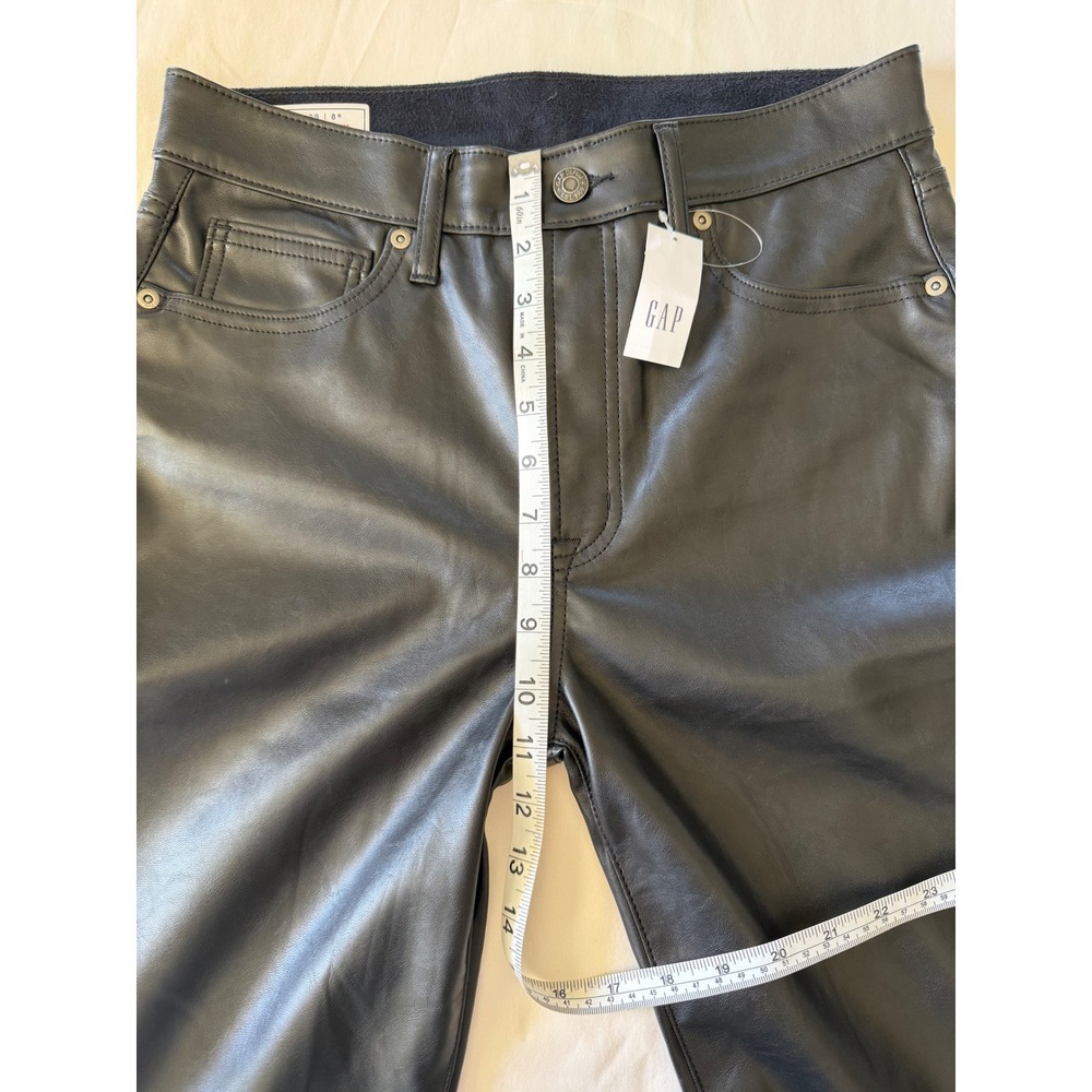 Gap Vintage Slim High Rise Faux Leather Pants Black Vegan 29/8R 406629-00-1 NEW - Picture 7 of 9